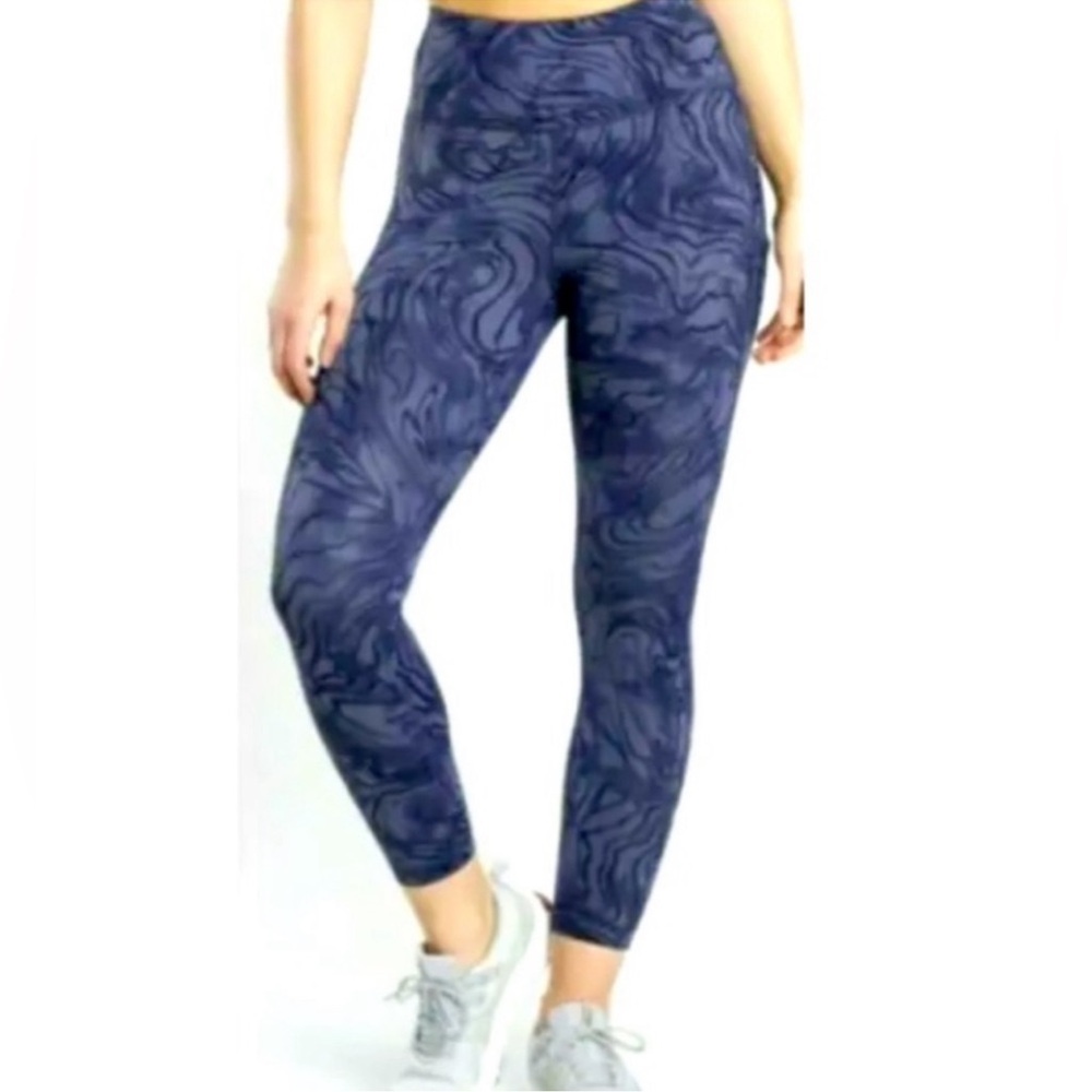 Athlete Blue Marble Wave Patterned Women's Leggings - S